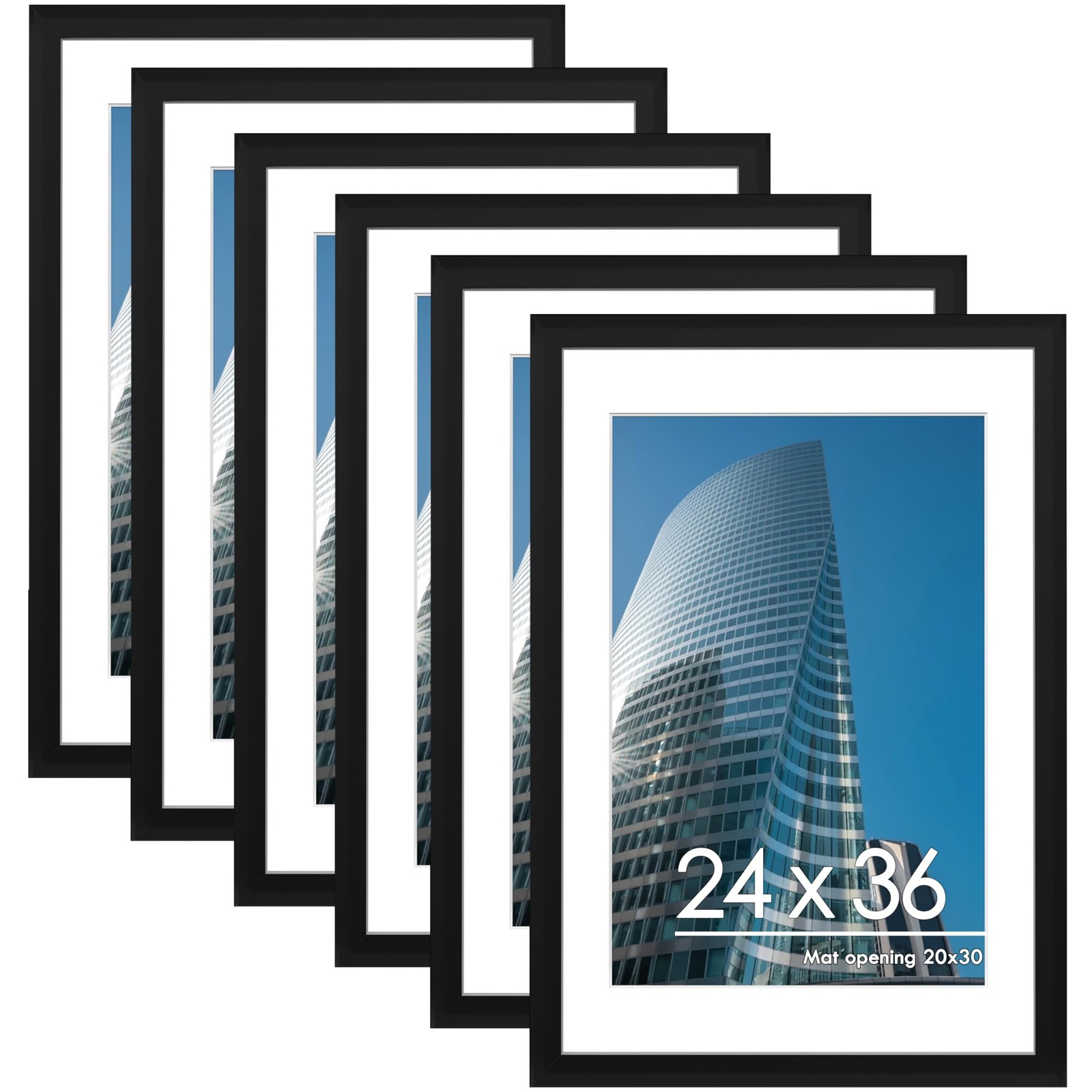 PEALSN 24x36 Poster Frame Set of 6, Display Pictures 20 x 30 with Mat or 24 x...