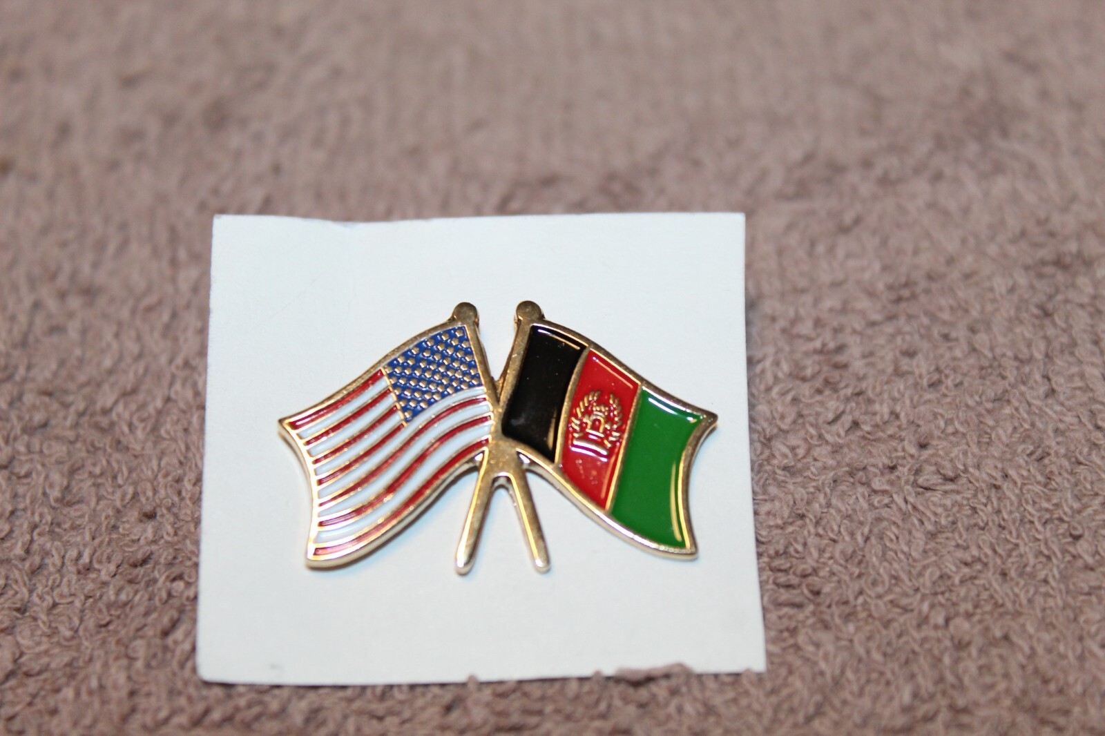 Original Operation Enduring Freedom "Afgan & U.S." Flags Lapel Pin on Issue Card