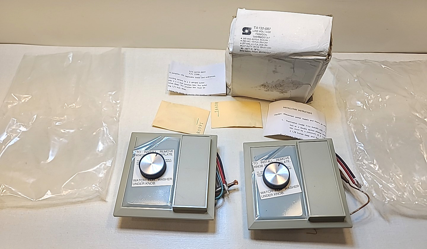 Sunne Controls Fan Coil Thermostat TA132‑007 – Line Voltage NOS Lot of 2