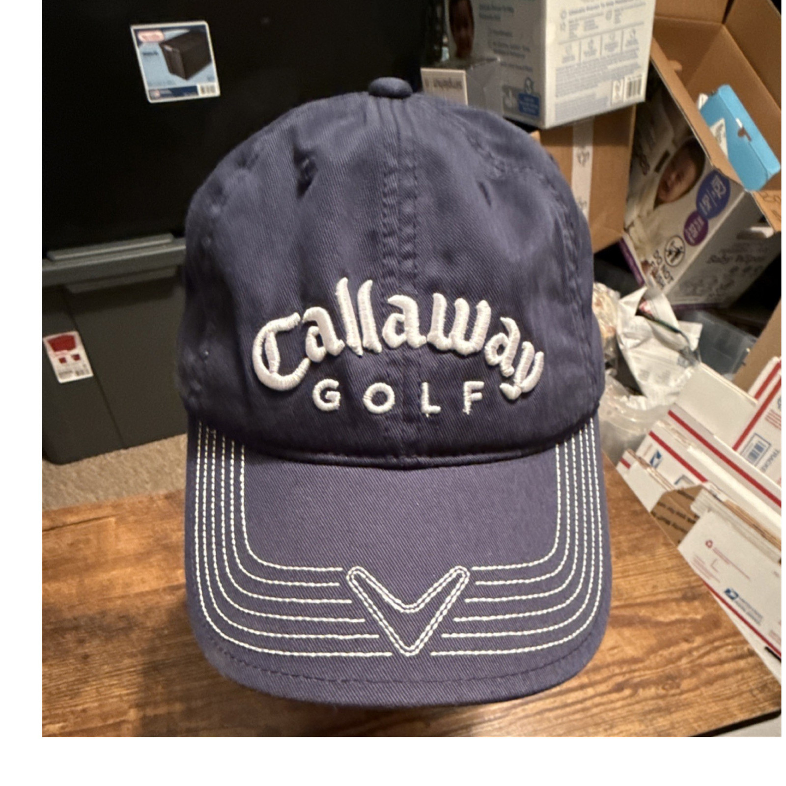 Callaway Chev Golf Hat Adjustable Navy Cotton Twill Embroidered Logo Cap