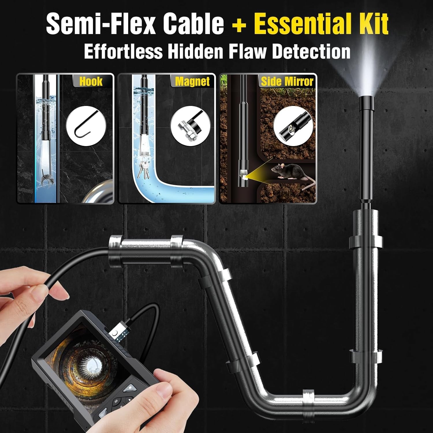 Industrial Endoscope Camera 1080P HD 4.3'' Screen Borescope Inspection Camera US