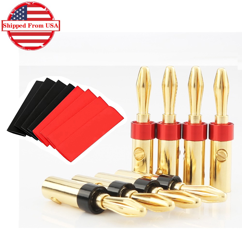8pcs Gold Plated Banana Plug HiFi Audio Speaker Cable 4mm Banana Connector
