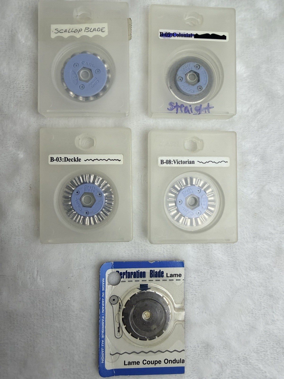 CARL Scrapbooking Blade Paper Cutter B-03 B-08 Lot Of 5 Deckle Rotary Trimmer