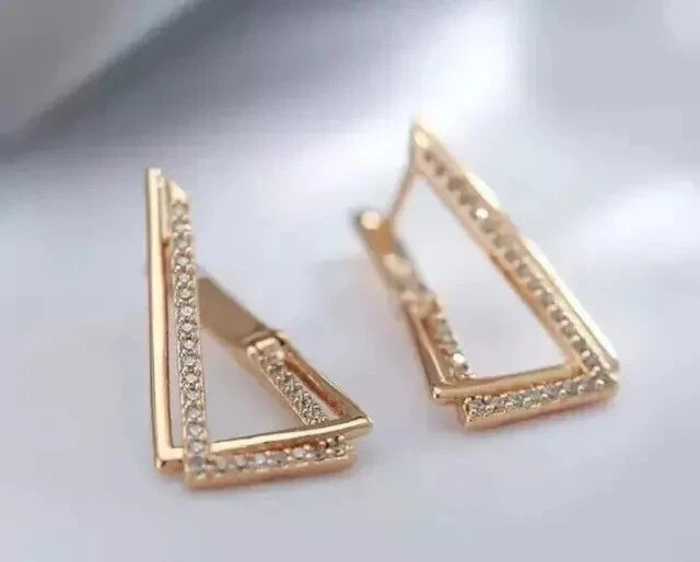 1.0Ct Round Lab Created Diamond 14K Yellow Gold Plated Women Flower Hoop Earring