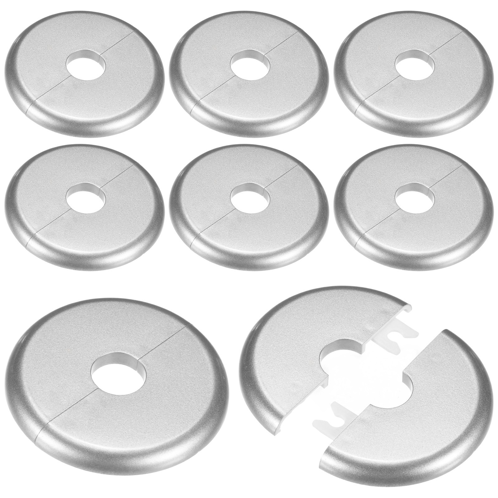 8pcs Self Adhesive Round Flange for ABS 17mm ID 70mm OD Silver Pipe Cover