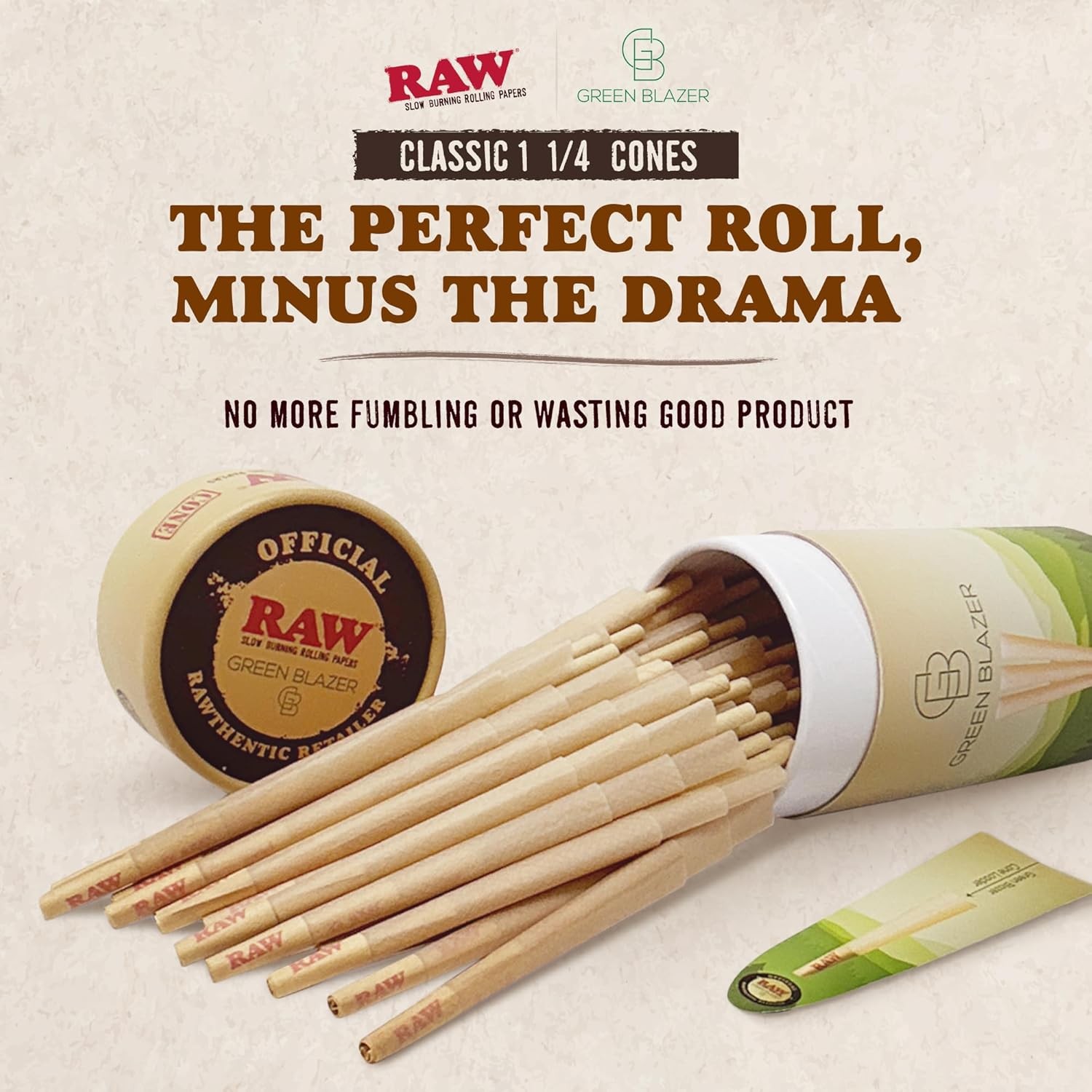 RAW Cones Classic 1 1/4 Size: 50 Pack
