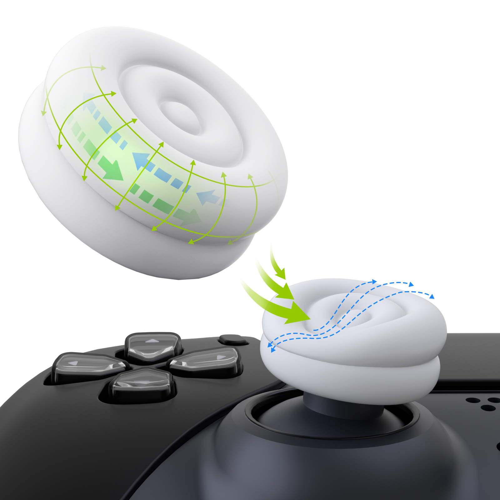 PlayVital Thumbs Cushion Caps Joystick Caps for ps5/4, for Xbox Series X/S White