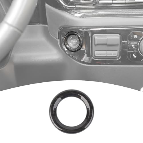 for Silverado Push Start Stop Button Trim Ring Cover for Chevy Silverado Black