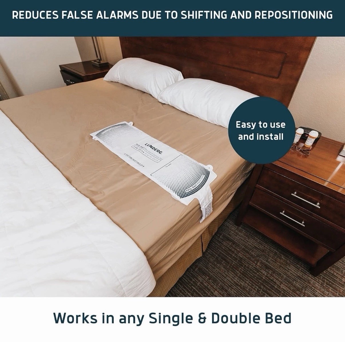 Lunderg Early Alert Bed Alarm for Elderly Adults - Wireless Sensor Pad Open Box.