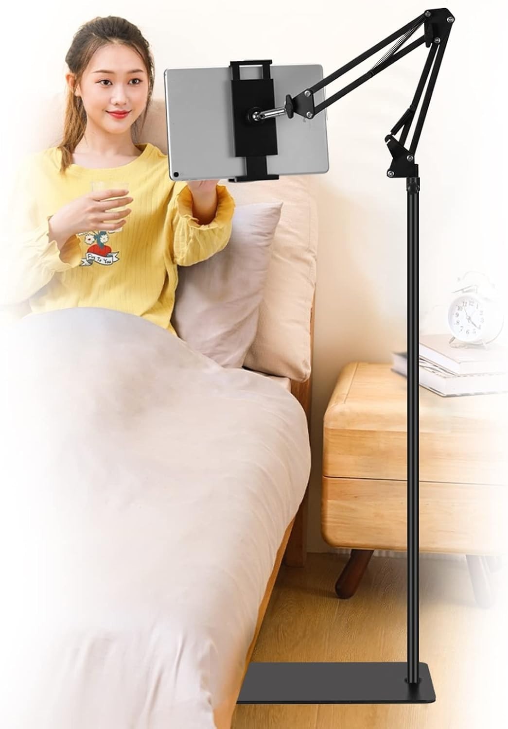 Tablet Floor Stand, Adjustable Universal 360-degree Rotatable Metal Tablet Ho...