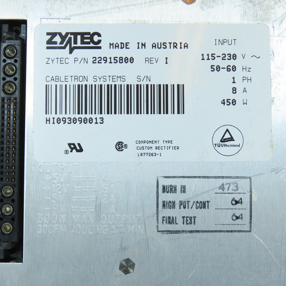 Cabletron Systems 22915800 M8PSM Power Supply Module 500W Zytec