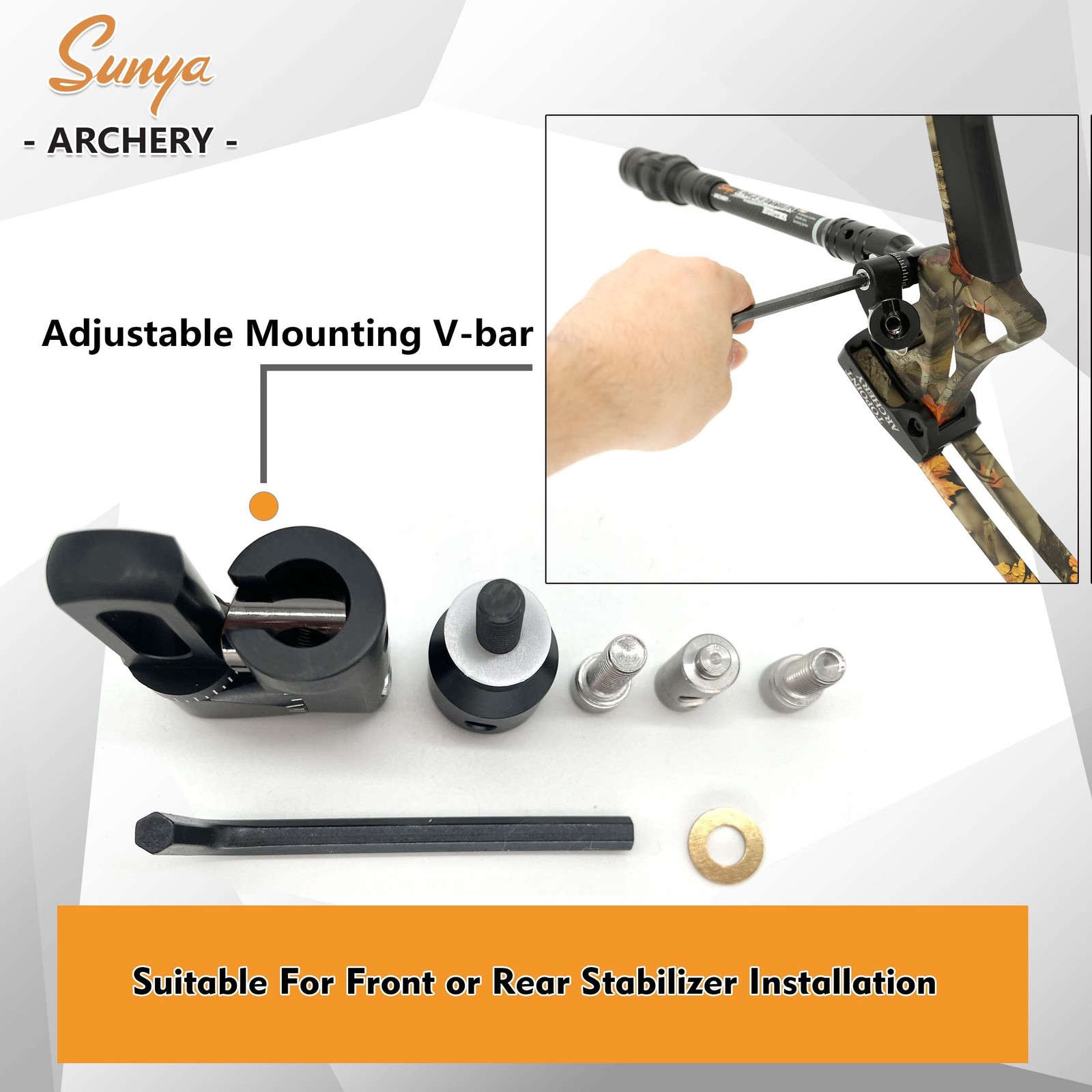 SUNYA Archery Compound Bow Stabilizer Quick Disconnect Mounting Adapter V-Bar...