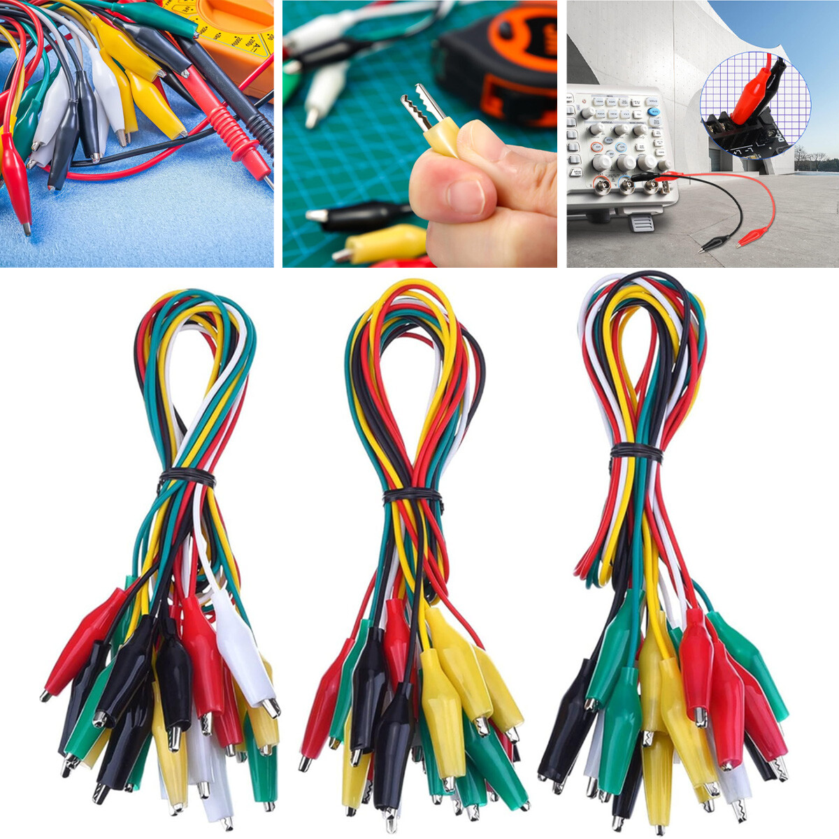 20 Pcs Electrical Jumper Cables Test Leads with Alligator Clips for Circuit