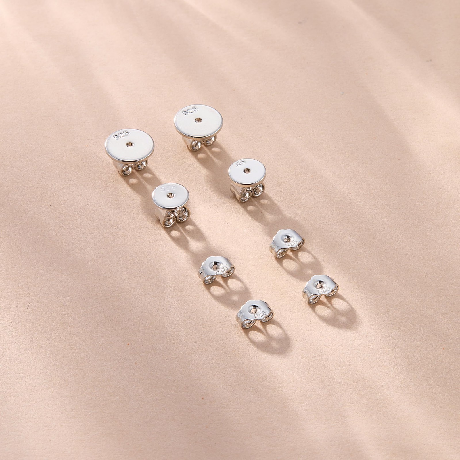 4Pairs 925 Sterling Silver Earrings Backs Replacements for Studs, Secure Earring