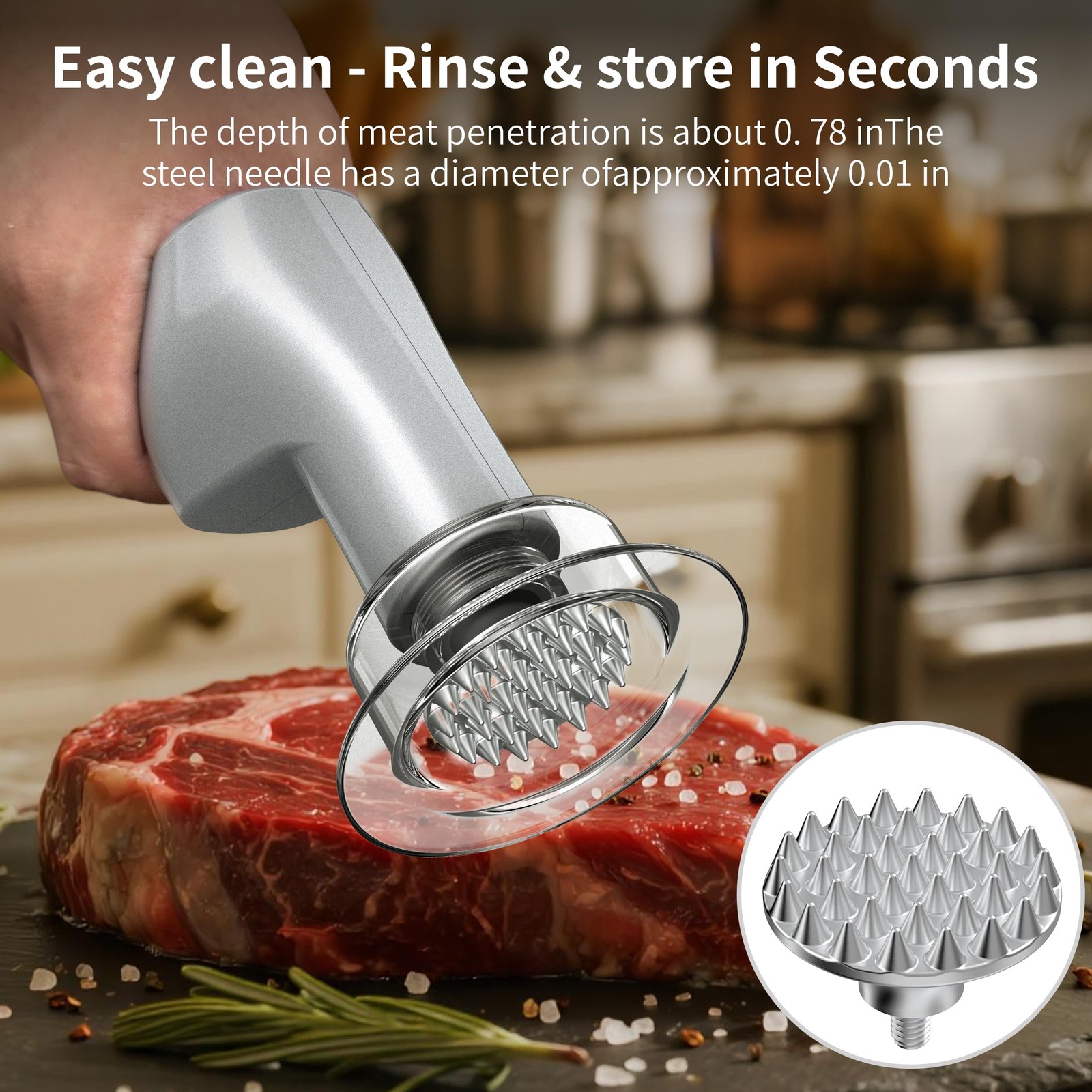 Meat Tenderizer Tool, Adjustable 3 Speed Cordless Meat Mallet, Powerful Motor...