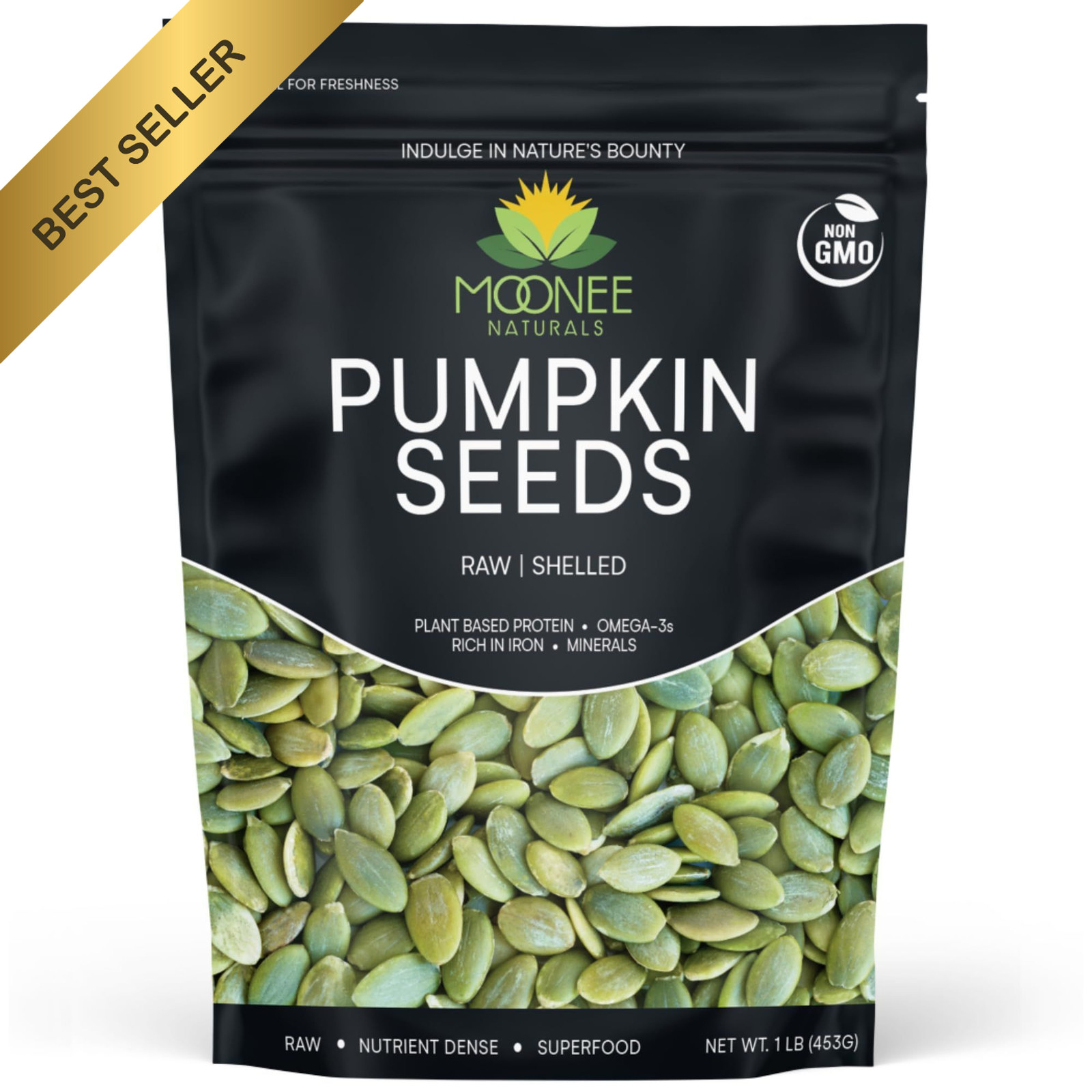 Moonee Naturals Raw Pumpkin Seeds 1 lb Unsalted Shelled Pepitas Gluten Free