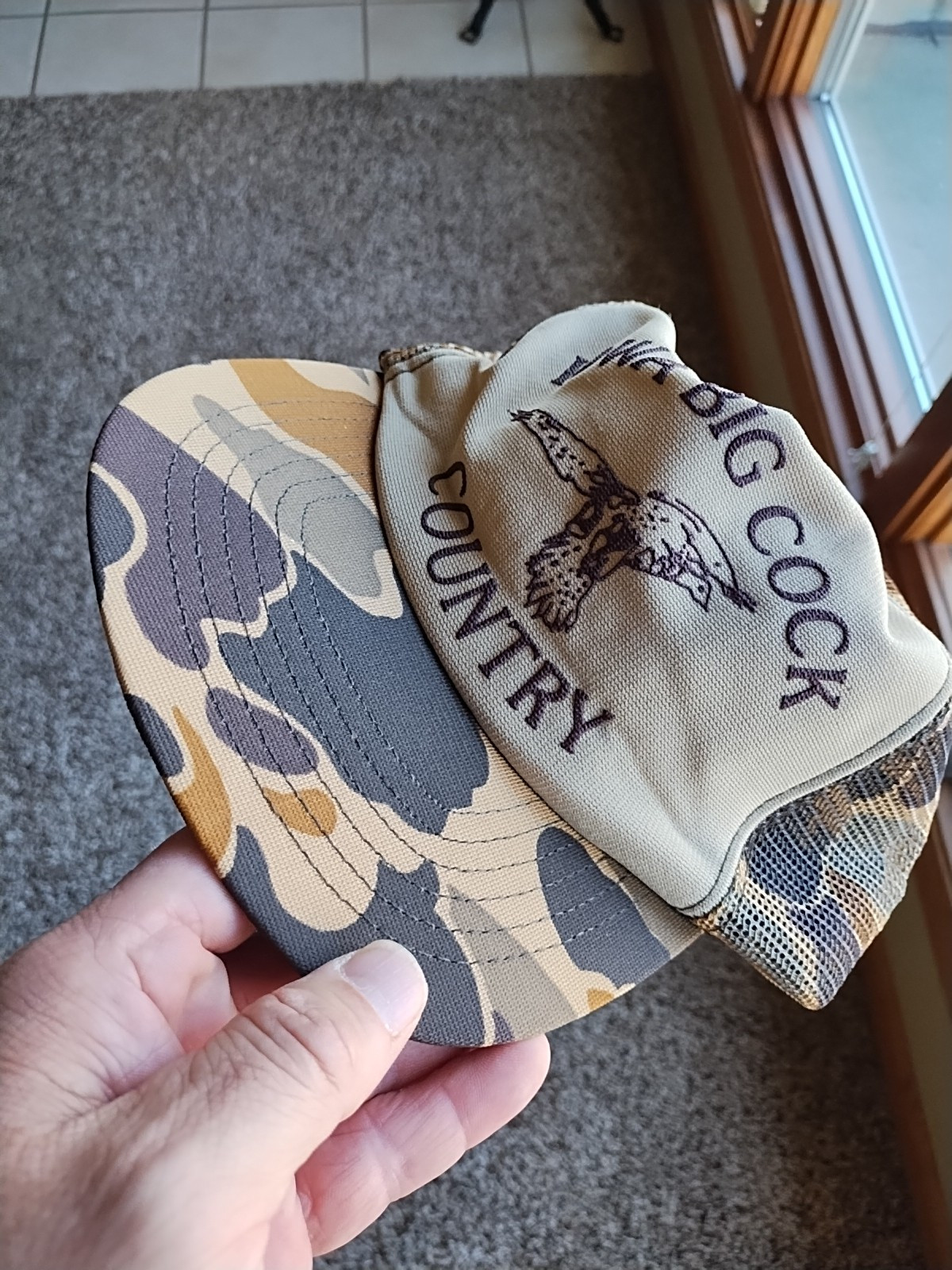 Iowa Big Cock Country Camo Trucker Hat Mesh Snapback Cap Pheasant Hunting USA