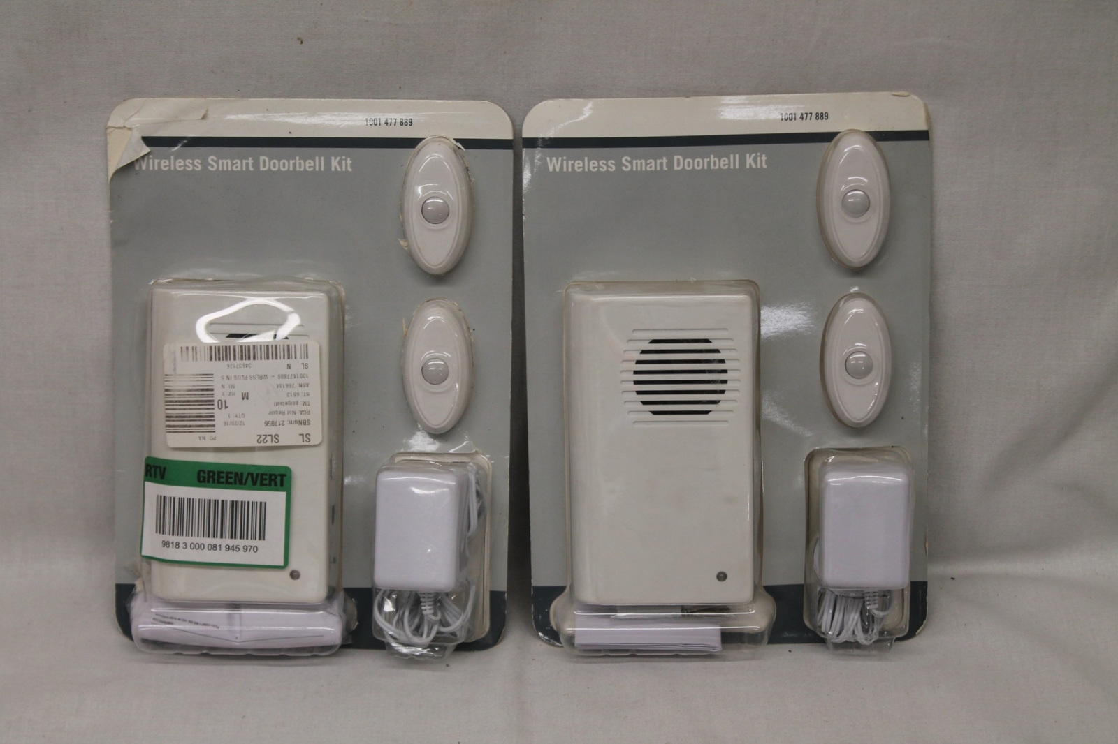 Doorbell Kit HD-216596 Smart Wireless Plug-In White w/ Batteries & Adaptor 2Pack