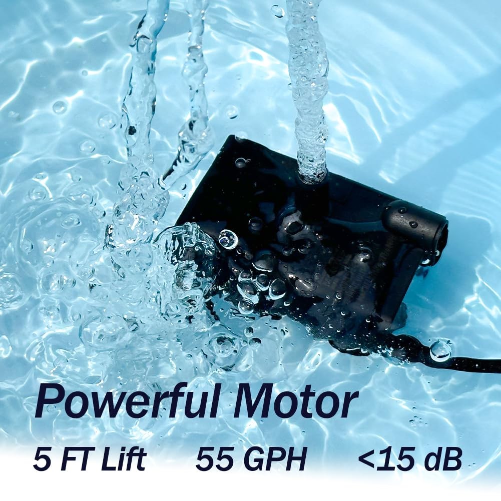Automatic Small Sump Pump with Water Sensor, 5 FT Lift 5 / 55 GPH, Black