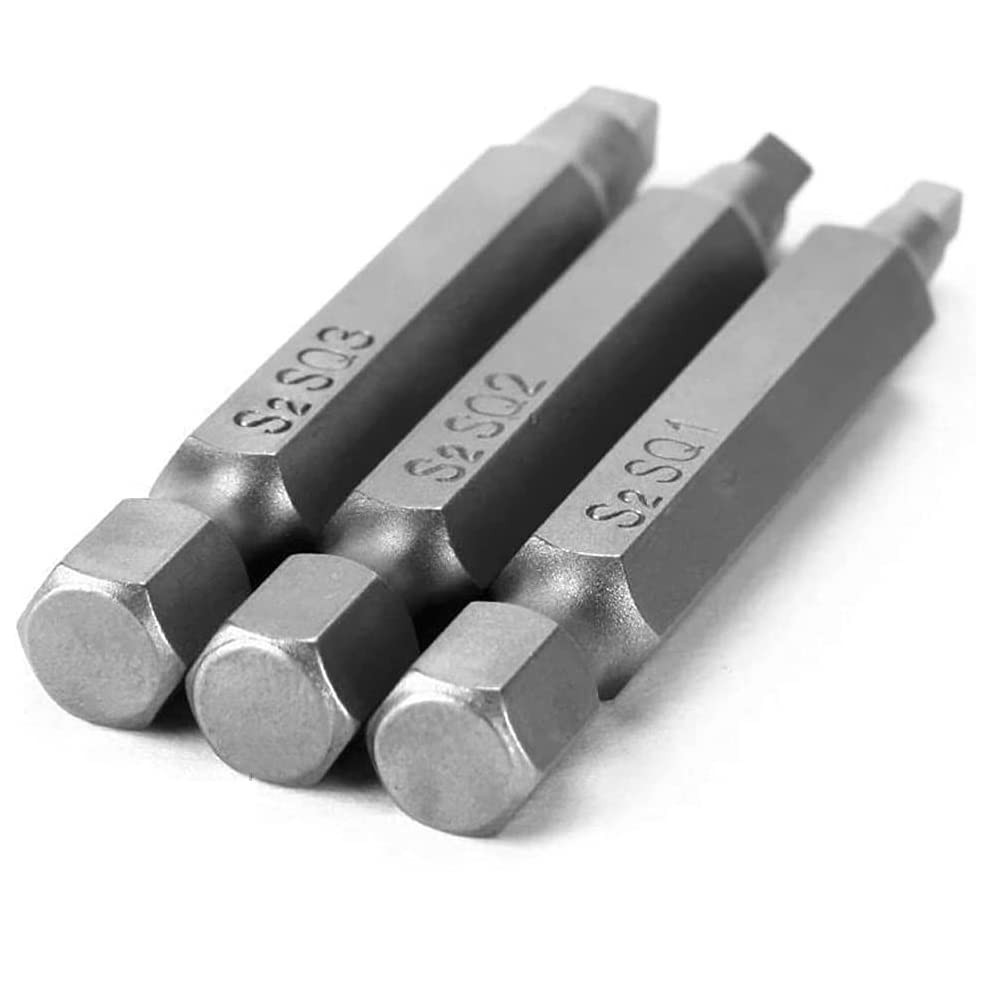 Fixinus 6 Pieces Square Screwdriver Bits, 1/4 inch Hex Shank S2 6