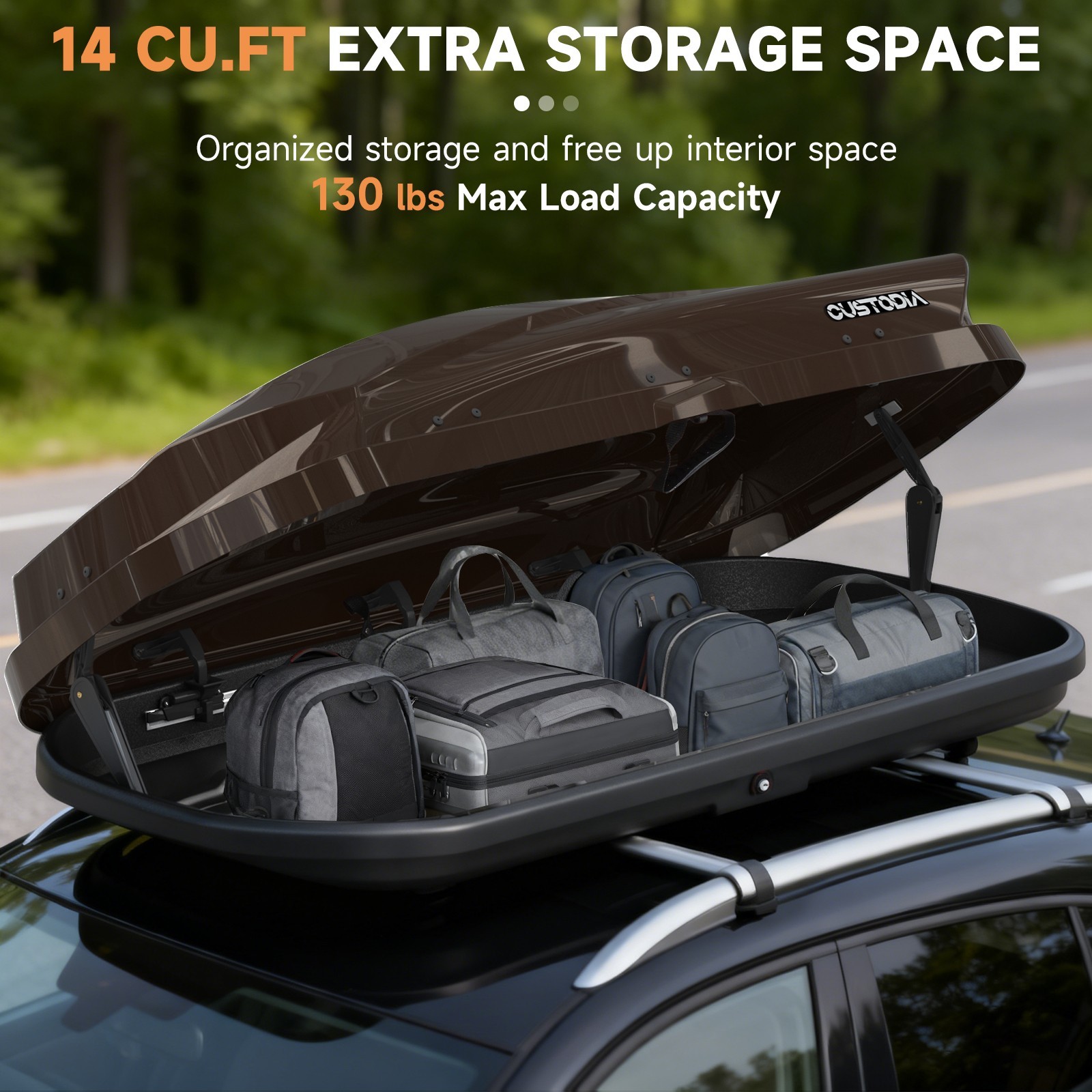 14ft³ Heavy Duty ABS Vehicle Roof Top Storage Box Cargo Luggage Carrier 2 Locks