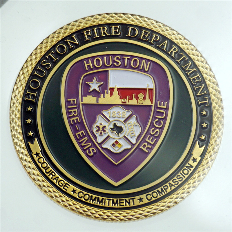 US HOUSTON FIRE DEPARTMENT FIRE AND RESCUE EMS SAINT FLORIAN CHALLENGE GOLD COIN