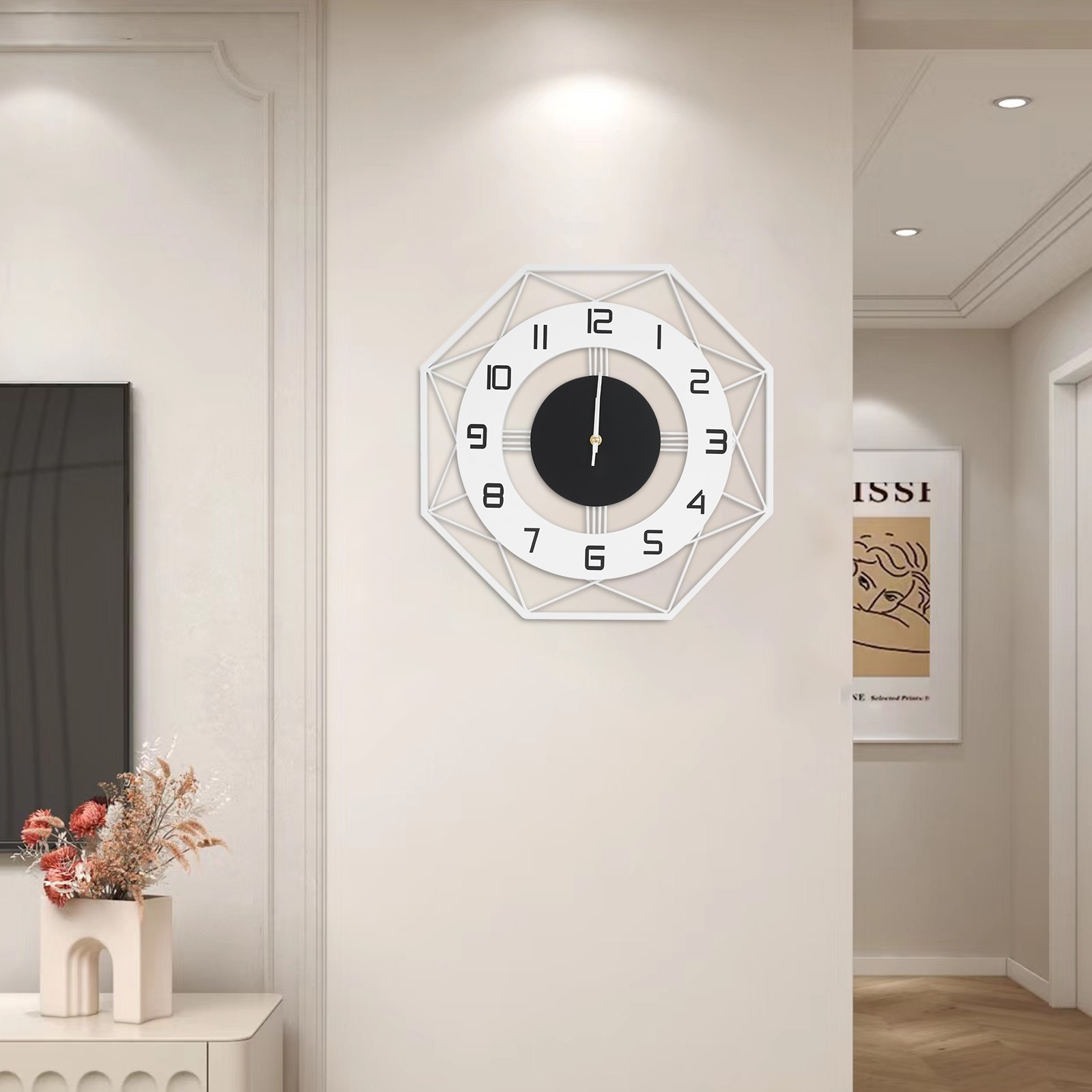 Modern Wall Clock - Silent Battery Powered Analog , Easy Mount