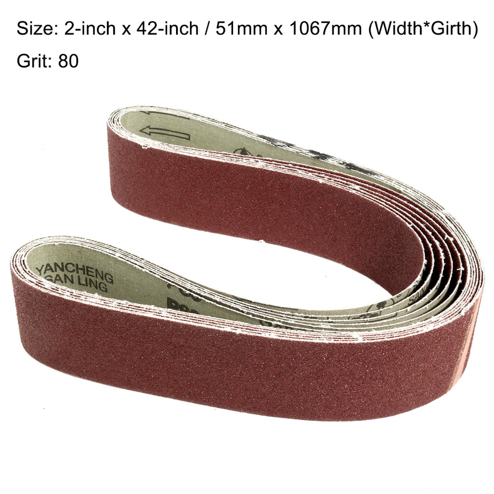 2" x 42" Aluminum Oxide Sanding Belt 80 Grits Lapped Joint 6pcs