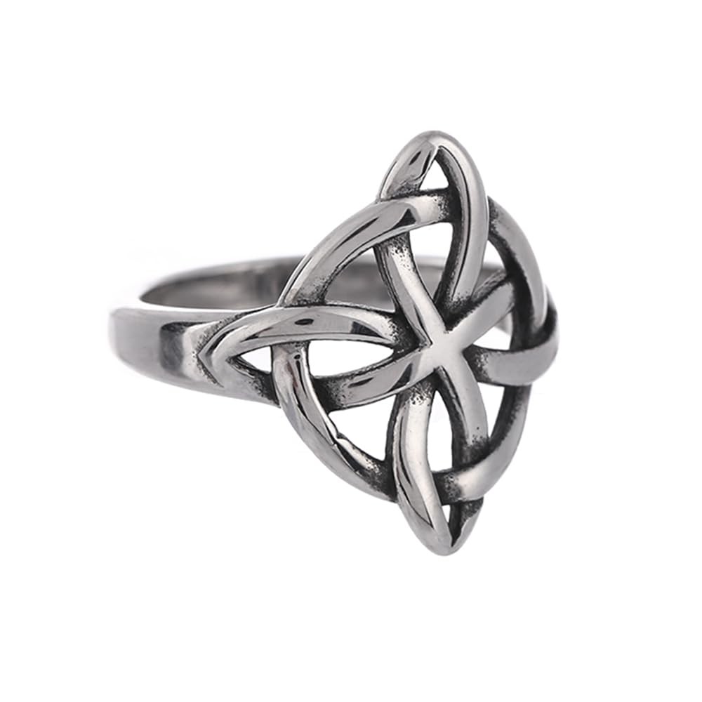 NIGHTCRUZ Witches Knot Ring, Stainless Steel Rings with Witch Knot, 9, Silver