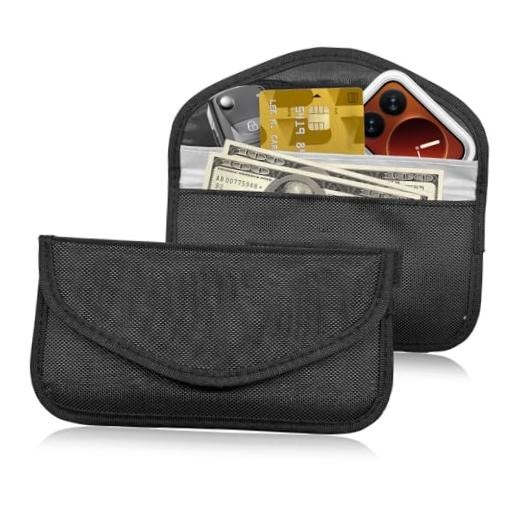 2PCS Faraday Bags for Phone and Car Keys, RFID Signal Blocking Key Black, 2 PCS