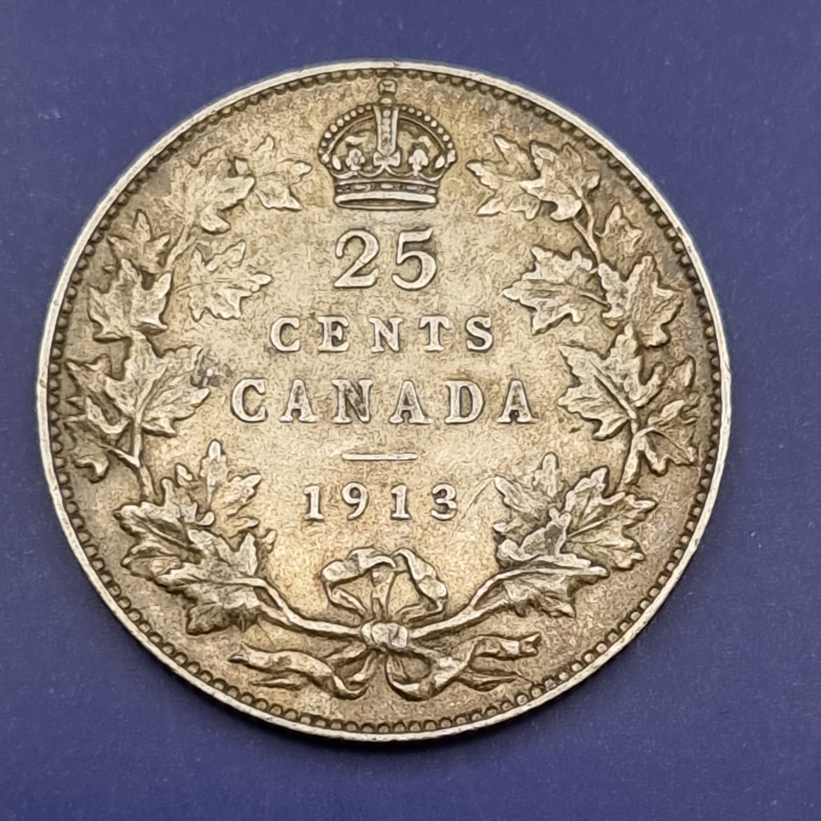 1913 George V Canada 25 Cents Sterling Silver Coin Ref C177