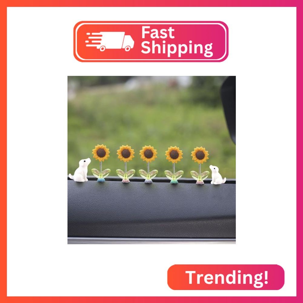 Kurilai 7pcs Cute Rearview Mirror Accessories - Funny Dog Car Ornament, Shaking