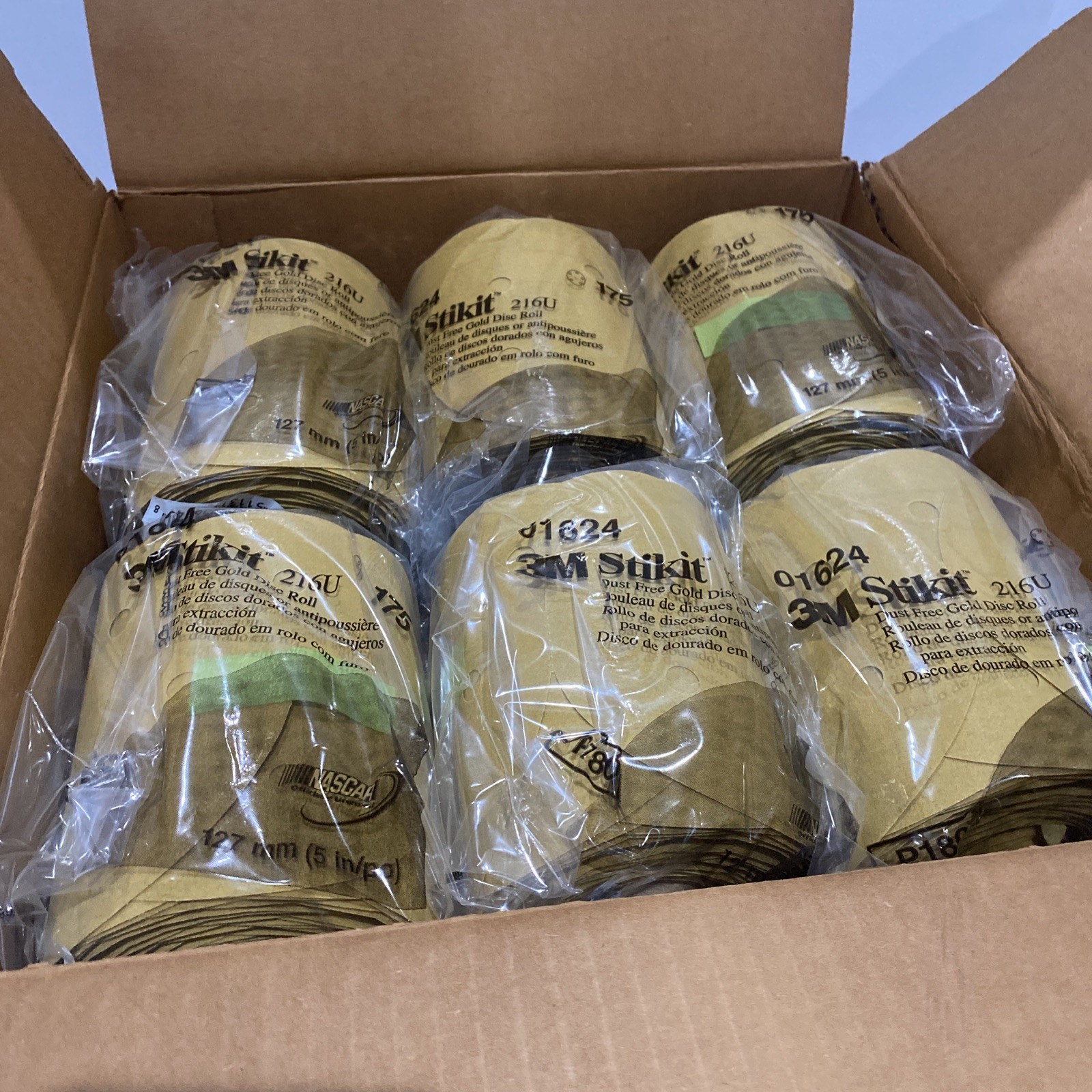 3M STIKIT Gold Paper Disc Roll 216U P180 ( 175 Disc Roll X 6 Rolls)