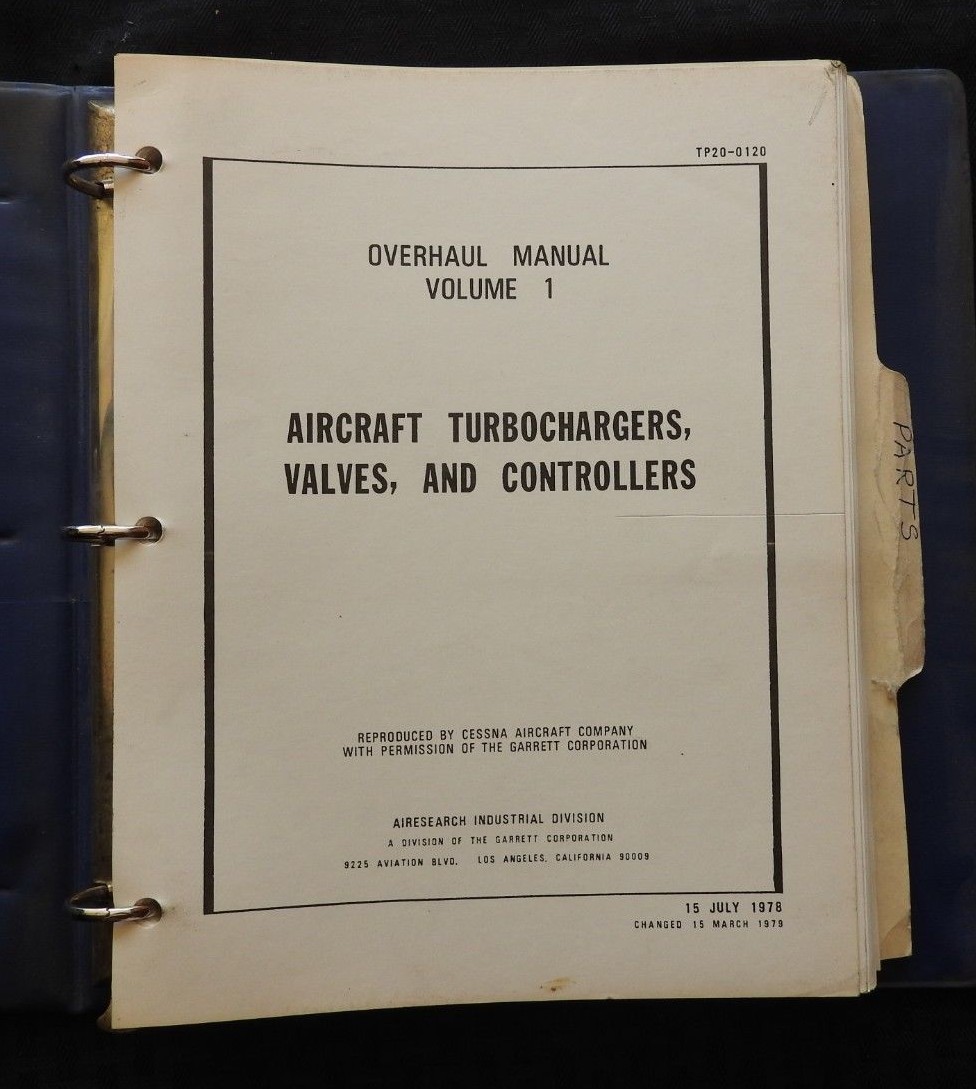 1978 1979 CESSNA T04 TA04 TH08 TH08A T11 T1823 T1879 T18A TURBOCHARGER SV MANUAL