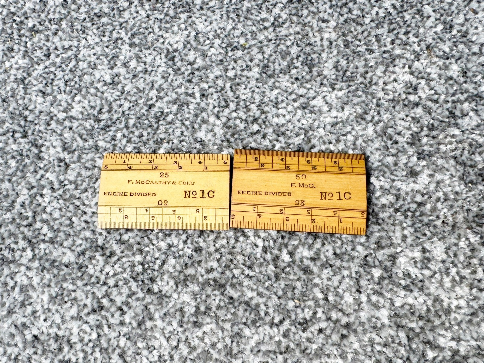 ANTIQUE F MCCARTHY SONS ENGINE DIVIDED NO 1C WOODEN RULERS PAIR ENGINEERS SCALE