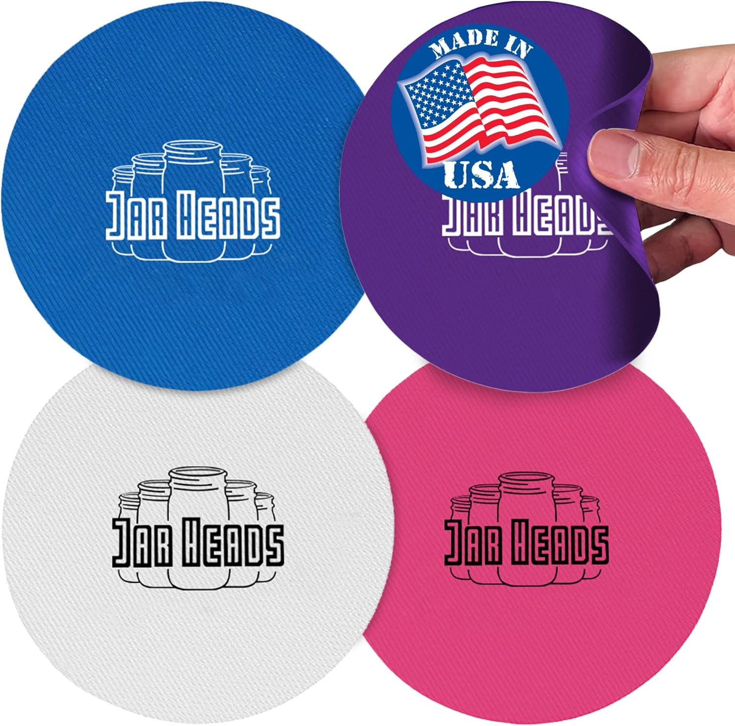JAR HEADS Rubber Jar Opener Gripper Pad 4 Pack - Thick 5 Inch Grippers for Openi