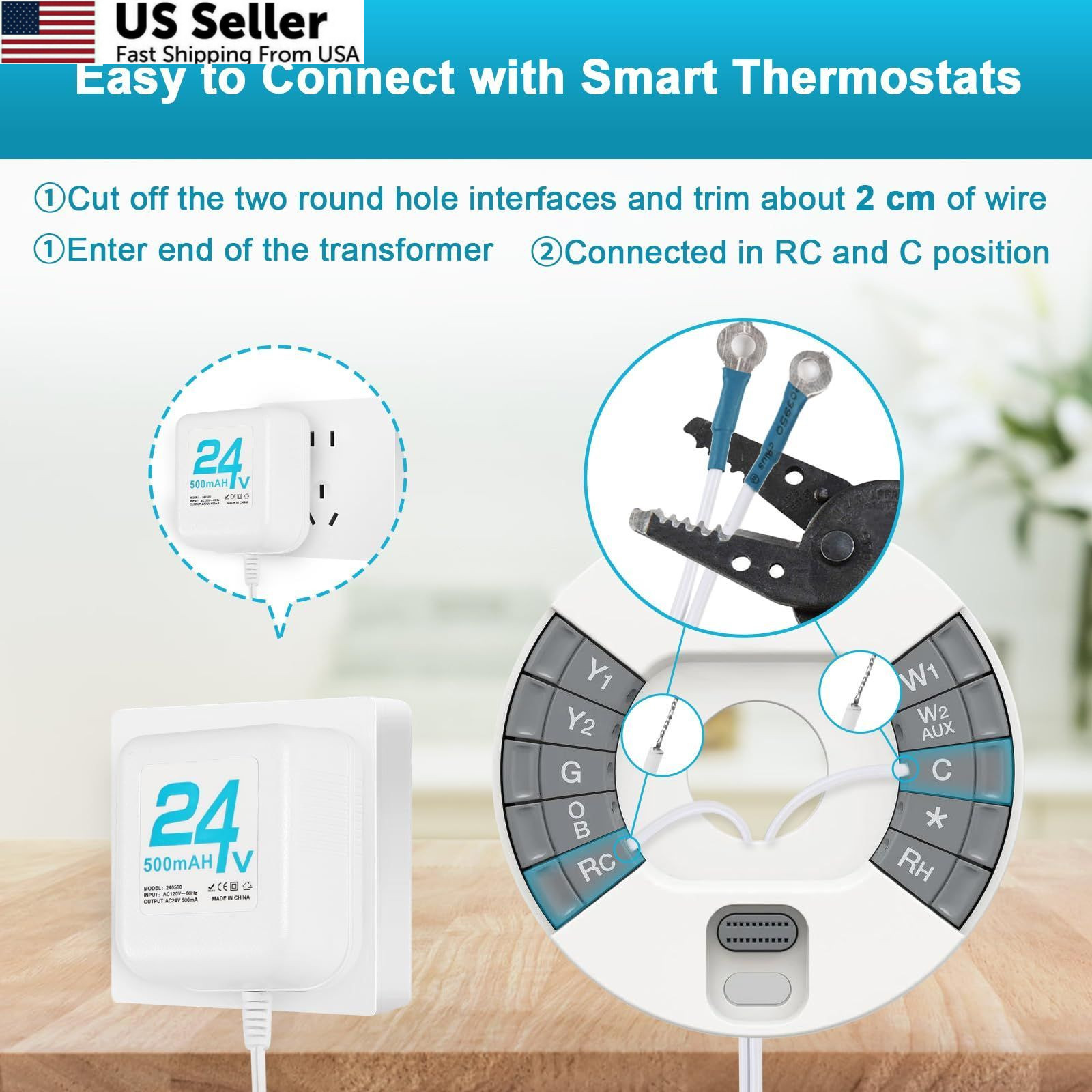 24V Doorbell Transformer, AC Adapter for All Ring Video White