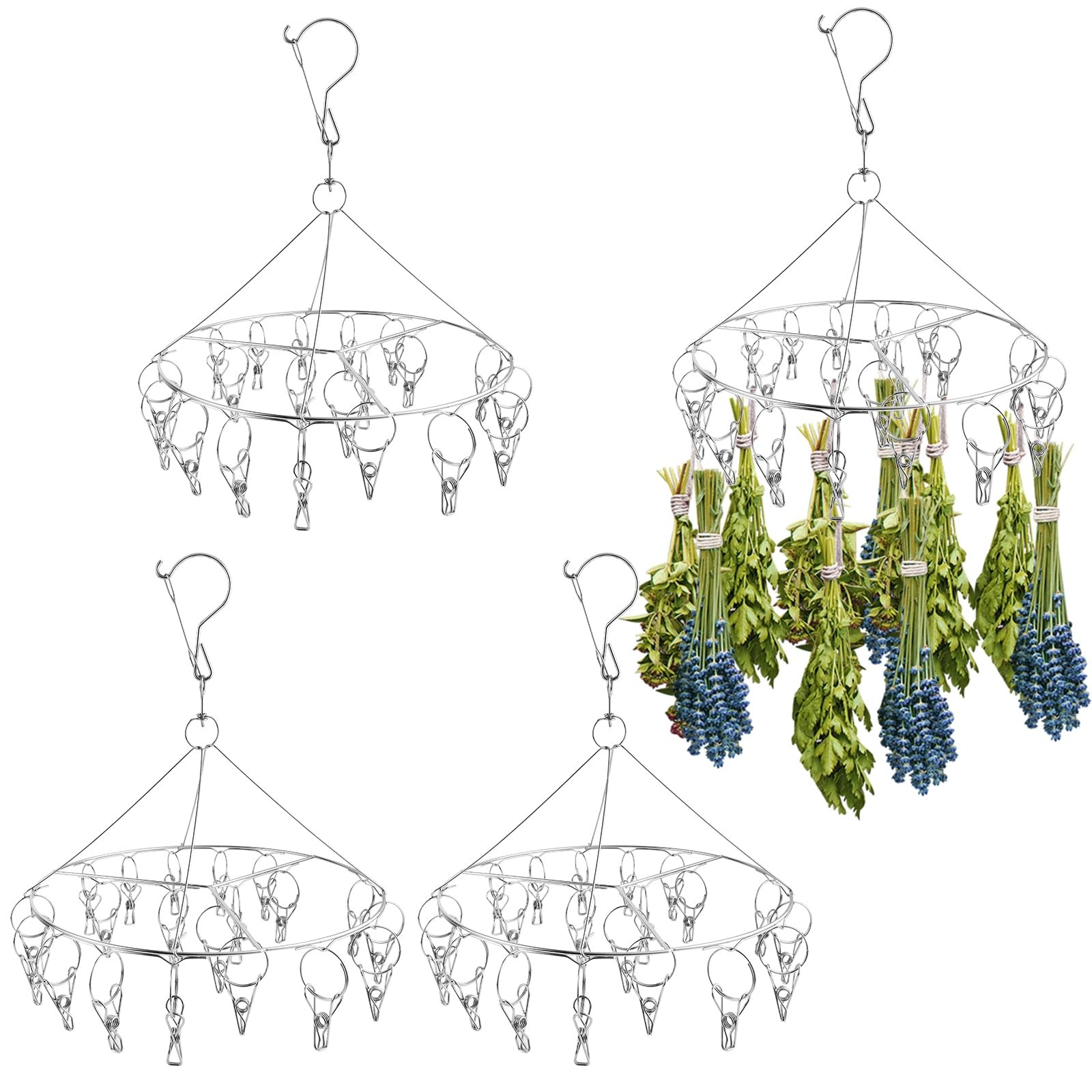 4Pcs Hanging Herb Drying Rack for Herb Stainless Steel Herb Drying Rack with