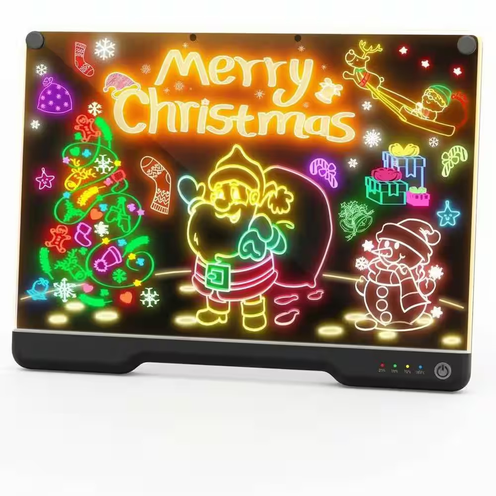 LED Drawing Board 16 In. Rechargeable Doodle Memo Pad with 7-Light Effects, Stan