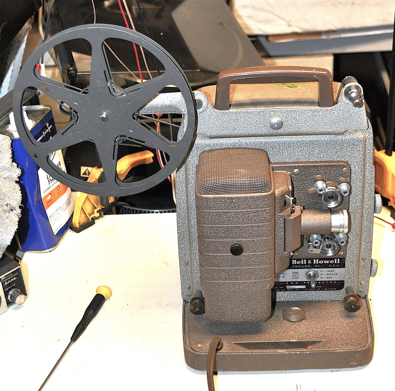 BELL & HOWELL MODEL 253A 8MM MOVIE PROJECTOR NEEDS BELTS REPLACED