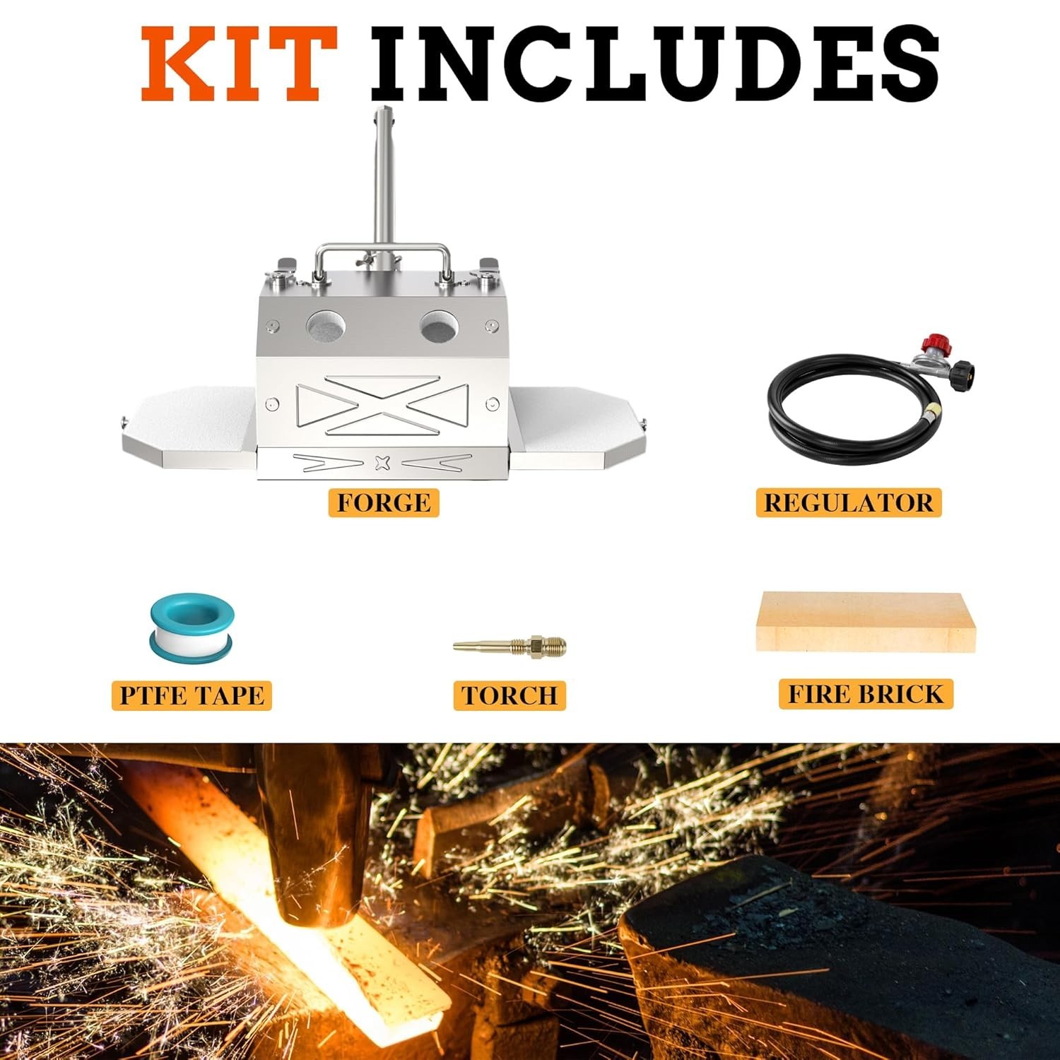 Lightweight Mini Propane Forge with Insulated 2600℉ Capability for Blacksmiths