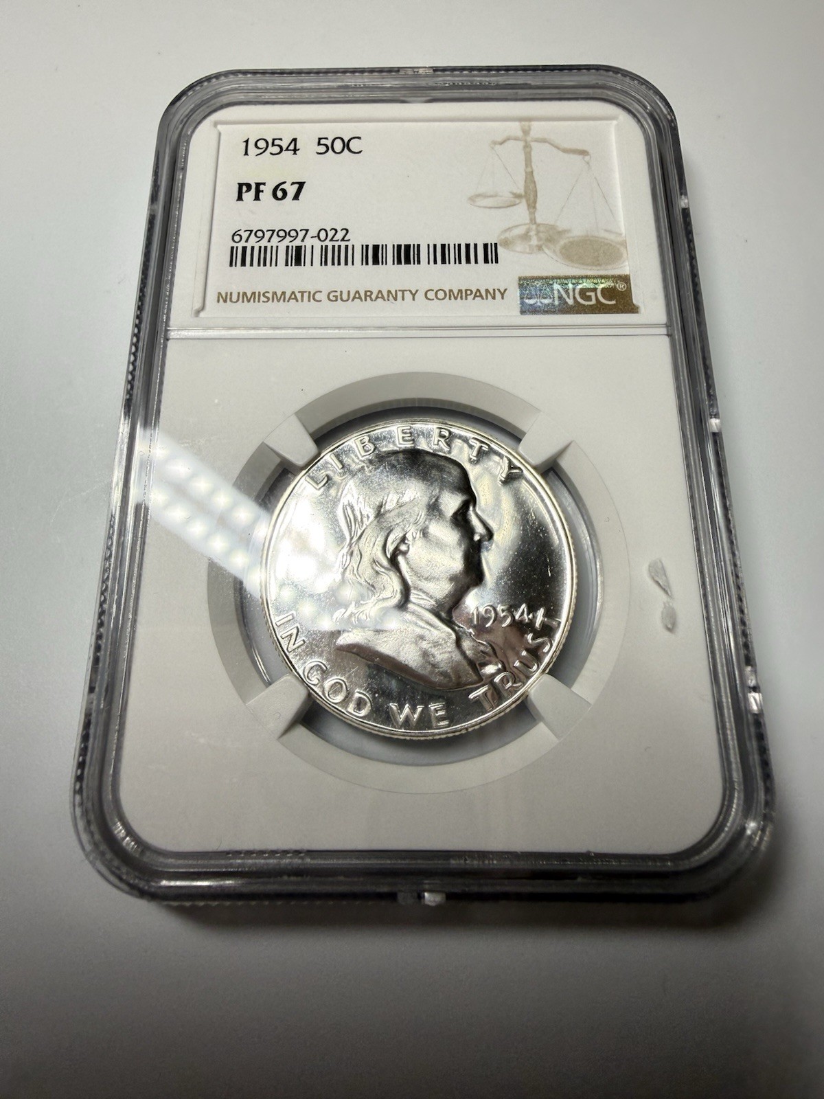 1954 50C PF 67 Silver Franklin Half Dollar NGC