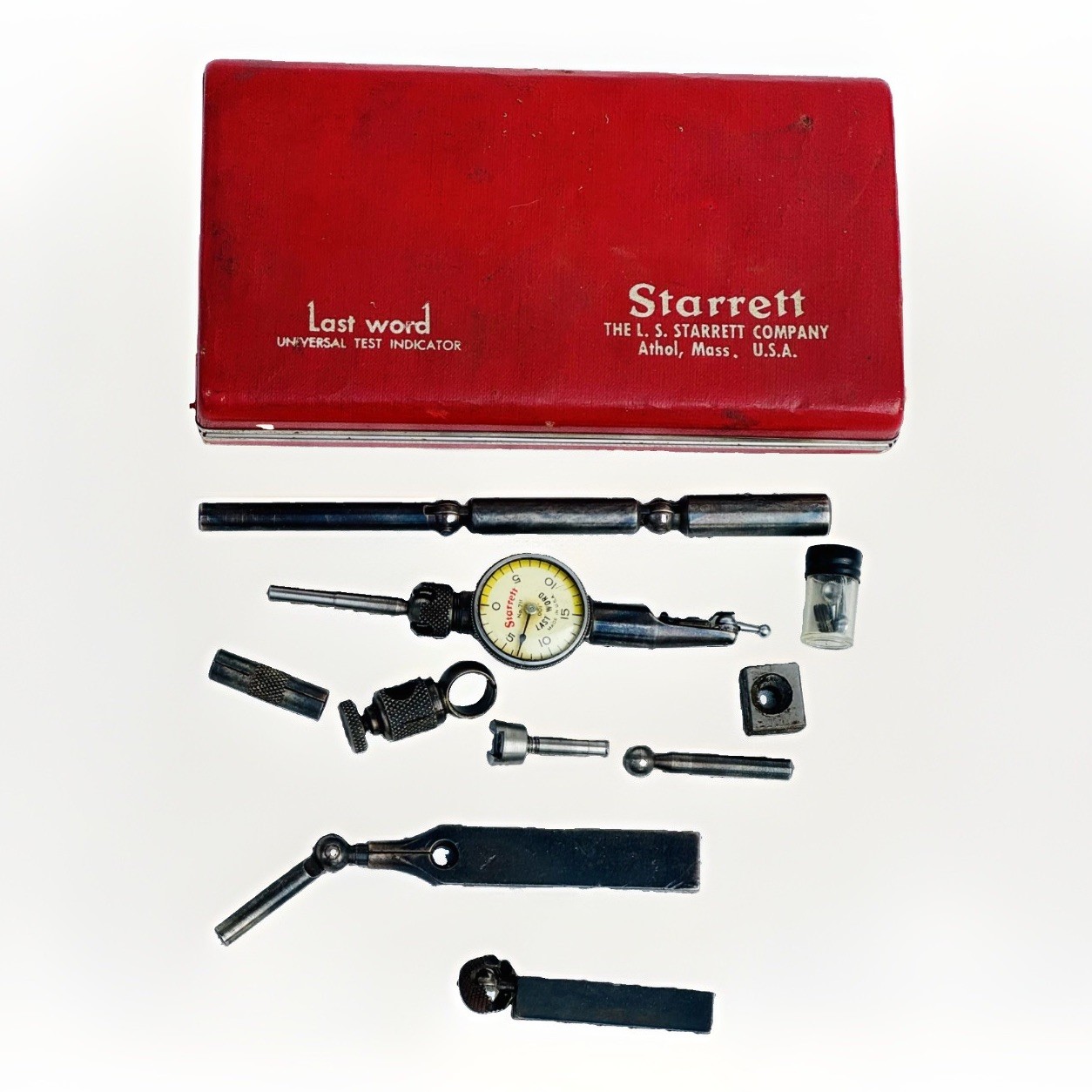 Starrett No. 711 Last Word Dial Test Indicator .001” Complete Set Case &  Atch