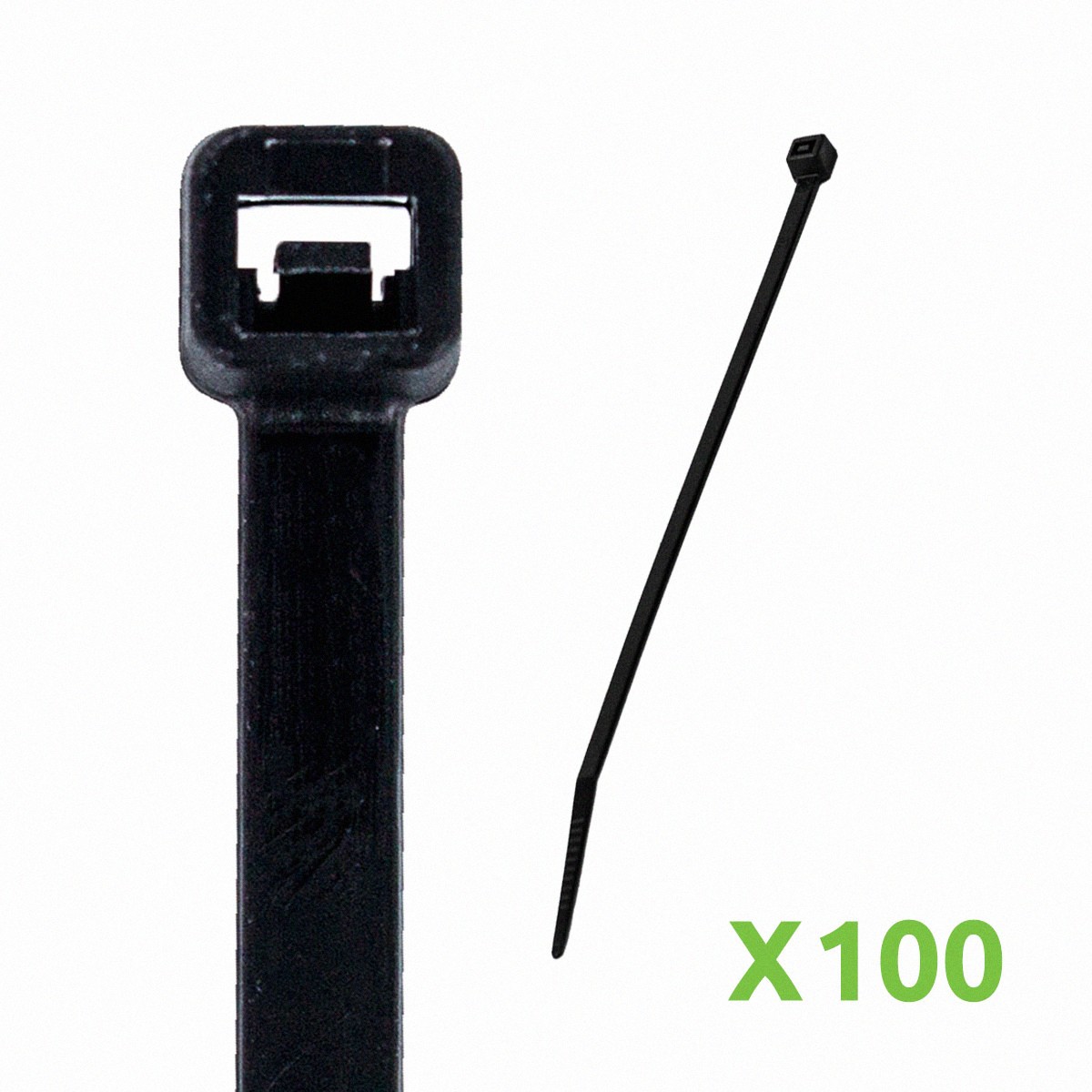 8 Inch Nylon UV Resistant Cable Wire Zip Tie 50 lbs - Black 100 Pack Lot Pcs Qty