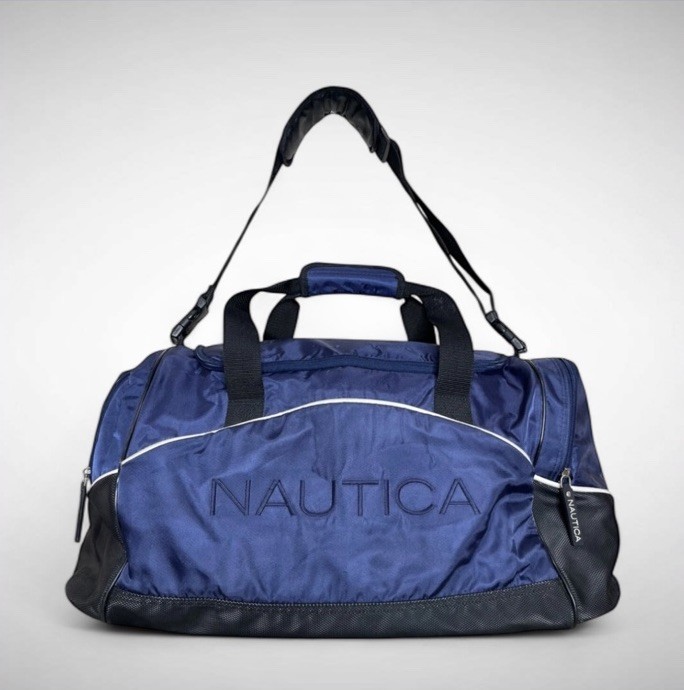 Nautica 23” Large Travel Duffle Bag Y2K Crossbody Strap Logo Carry On Sport Bag