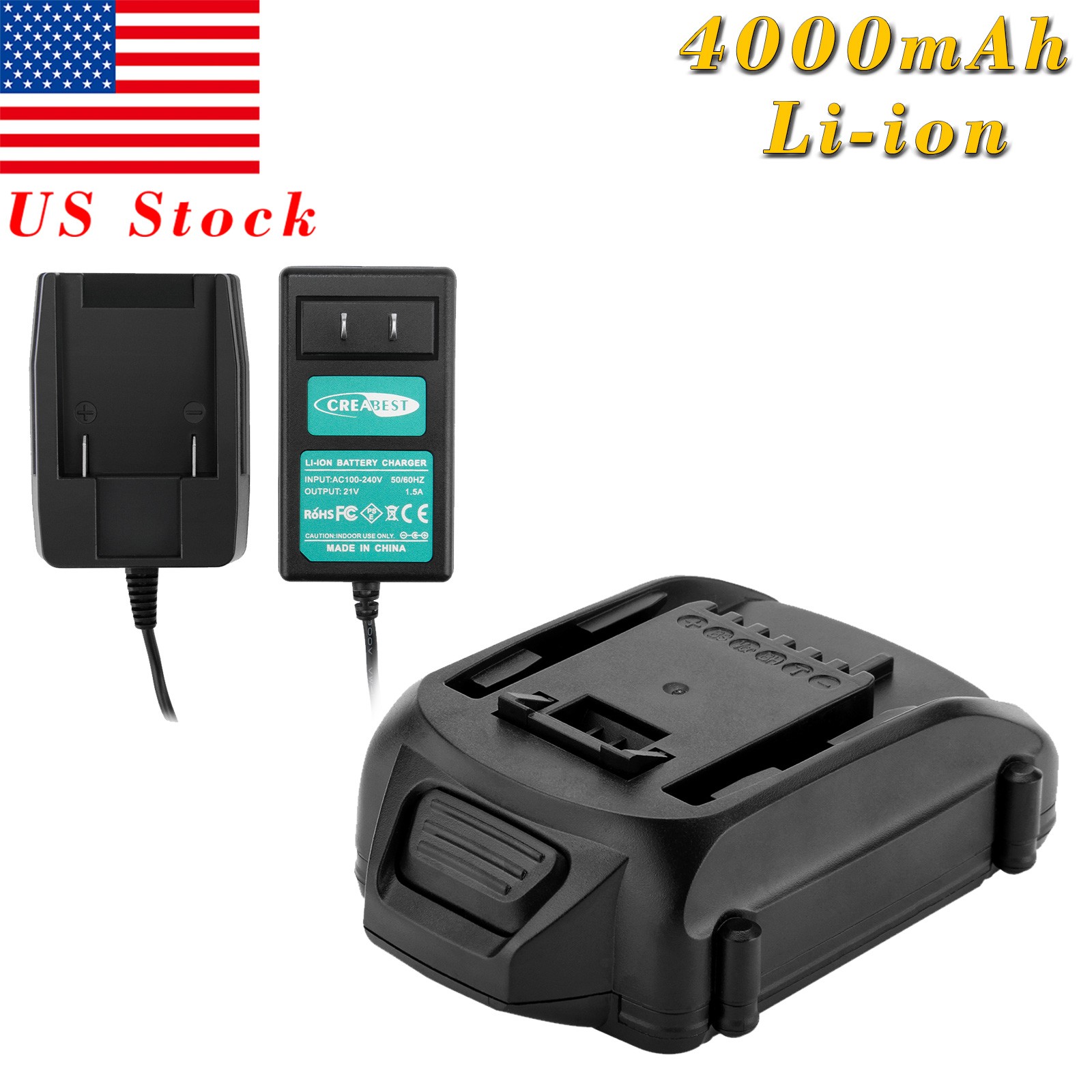 18V 4.0Ah Li-ion Battery/Charger For Worx WA3512.1 WA3512 WG151 WG183 WG3525