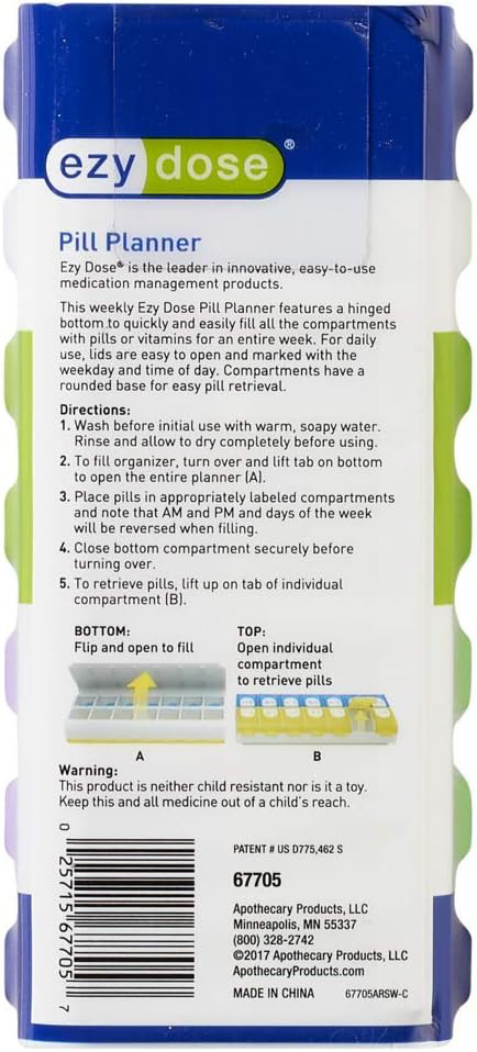 Weekly Pill Organizer 7-Day Case AM PM Large Compartments BPA Free