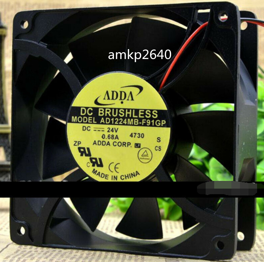 for ADDA AD1224MB-F91GP DC 24V 0.68A 12038 12CM 120*120*38mm 2 Wires fan 2pin#am