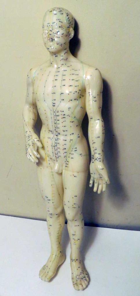 Vintage 20" Tall Soft Rubber Acupuncture Doll with Chinese Accupoint Names