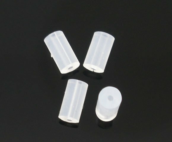 1000 pcs (500 Pairs) Clear Rubber Earring Back Stoppers – 4mm x 2mm – Tube Shape